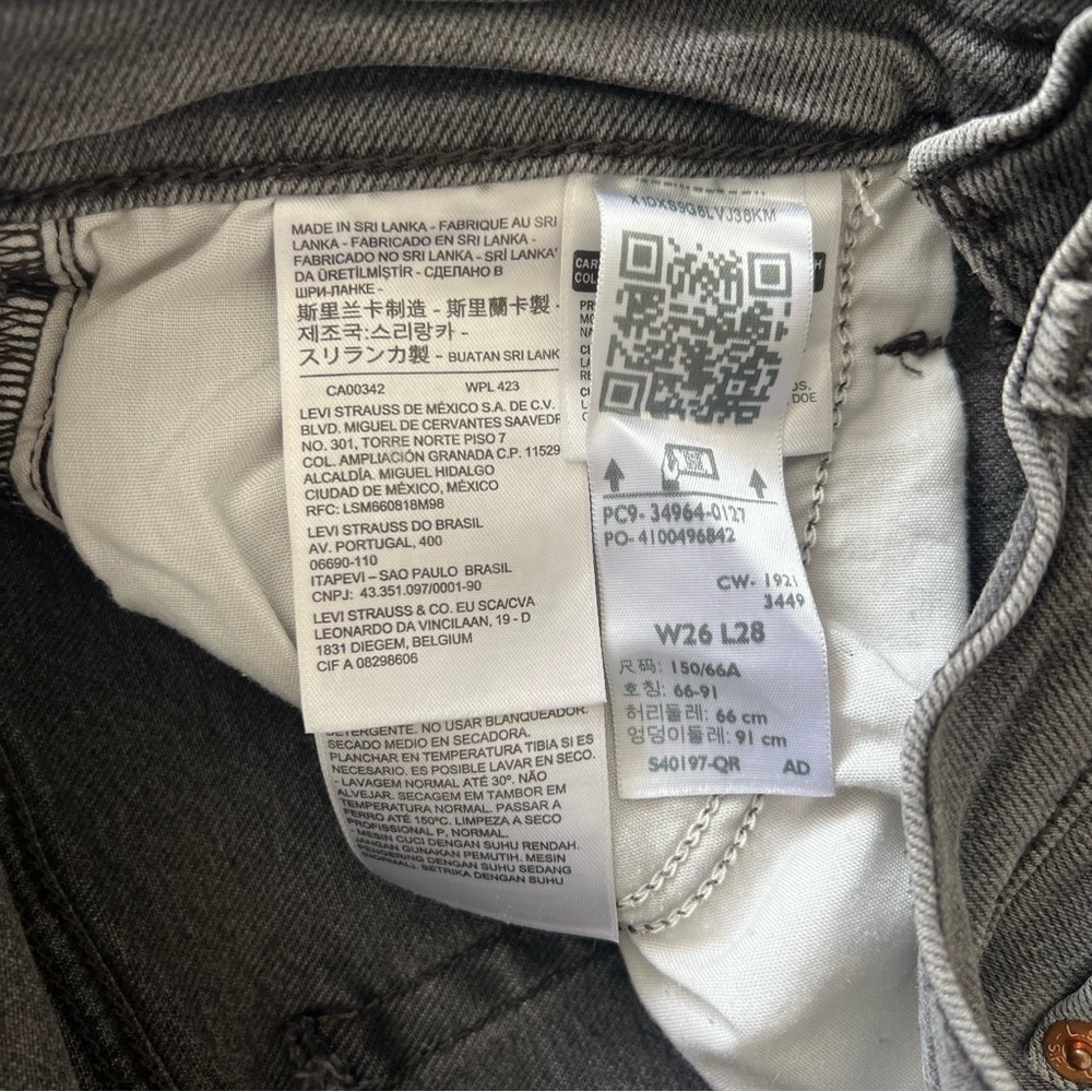 Levi's Wedgie Straight Leg Jeans - Dark Gray Wash - Size 26 - Picture 9 of 11